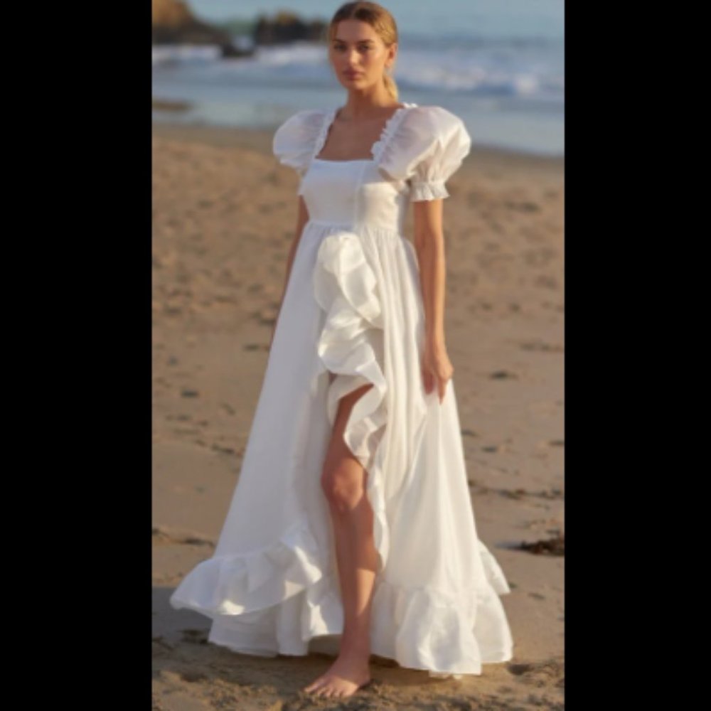 The Ivory Recycled Ruffle Gown Large